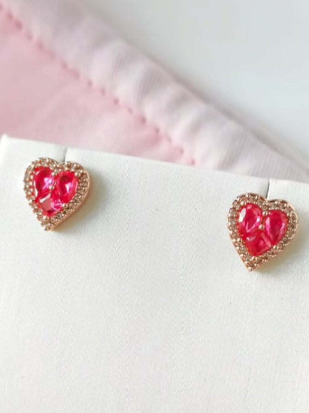 Kate Spade Spell it out heart stud earrings rose Glod red crystal heart